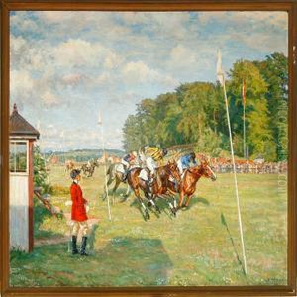 From The Racecource Oil Painting by Borge C. Nyrop