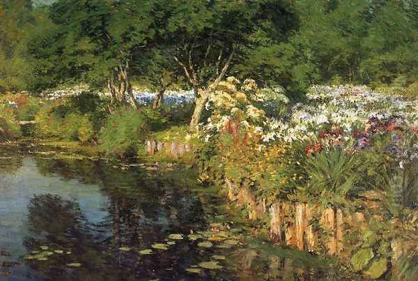 Woodhouse Water Garden Oil Painting by Gaines Ruger Donoho