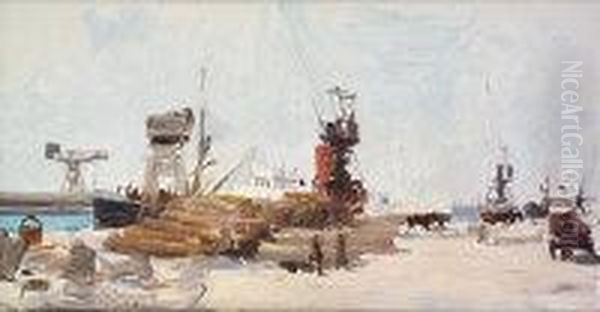 Dublin Docks Oil Painting by Dermod William O'Brien