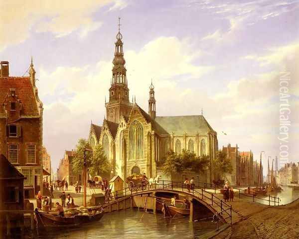 A Capriccio View Of Amsterdam Oil Painting by Cornelis Christiaan Dommelshuizen