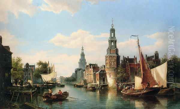 The Montelbaans Tower, Amsterdam Oil Painting by Cornelis Christiaan Dommelshuizen