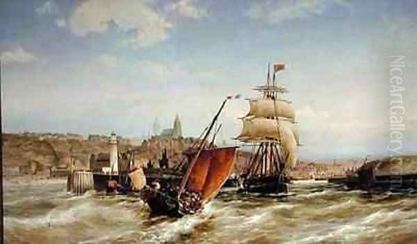 Boulogne Harbour Oil Painting by Cornelis Christiaan Dommelshuizen