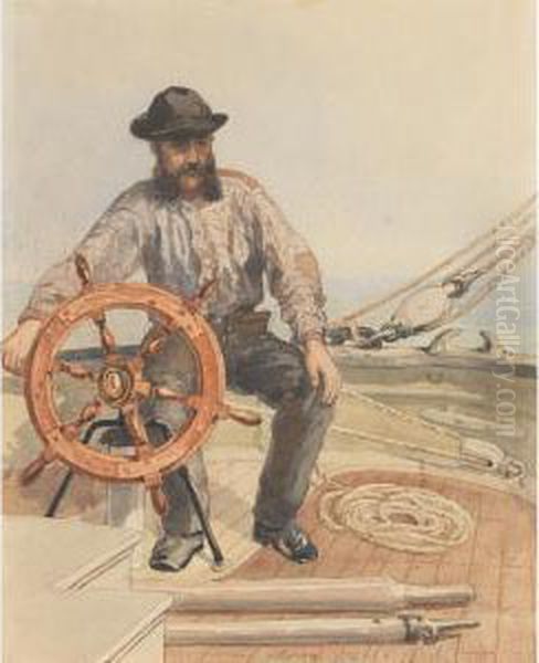 Sailor At The Helm Oil Painting by Lucius Richard O'Brien