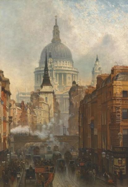 Ludgate, Evening Oil Painting by John O'Connor