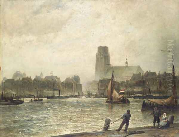 Rotterdam, seen from Fyenoord Oil Painting by Cornelis Christiaan Dommelshuizen