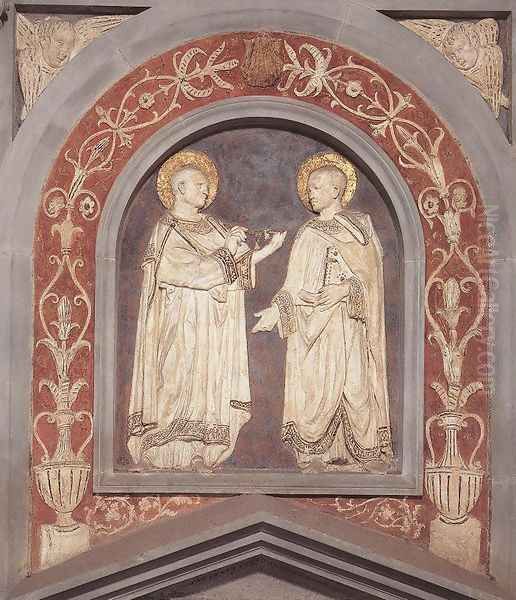 St Cosmas and St Damian Oil Painting by Donatello (Donato di Niccolo)