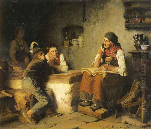 Die Marchenerzahlerin Oil Painting by Franz Von Defregger