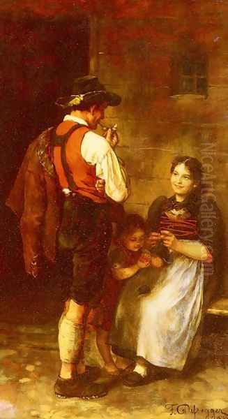 The Happy Family Oil Painting by Franz Von Defregger