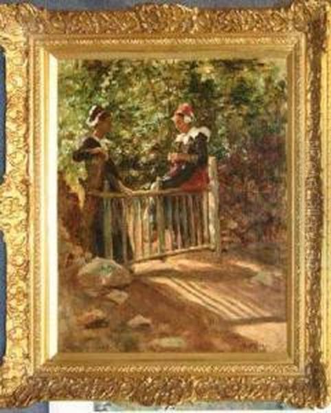 In The Sunshine, Brittany Oil Painting by Aloysius C. O'Kelly