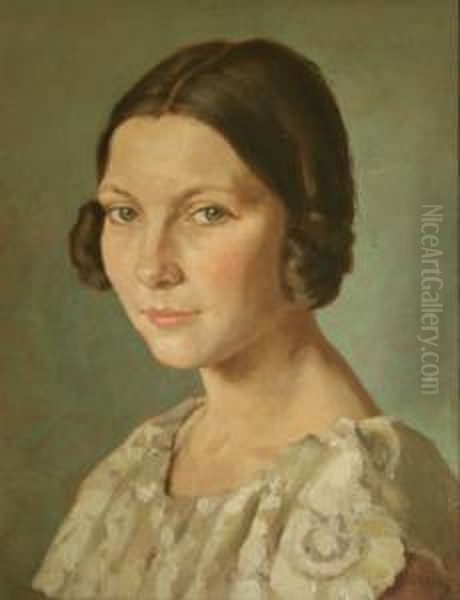 Portrait Of A Young Woman Oil Painting by Aloysius C. O'Kelly