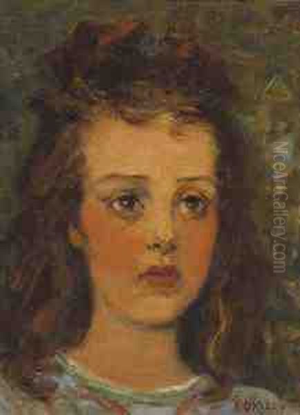 Head Of A Girl Oil Painting by Aloysius C. O'Kelly