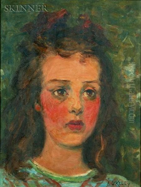 Portrait Of A Young Girl Oil Painting by Aloysius C. O'Kelly