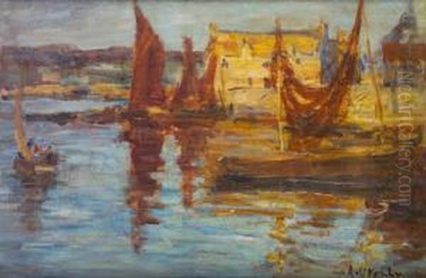 The Harbour Concarneau Oil Painting by Aloysius C. O'Kelly