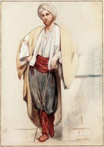 Edmund O'donovan As An Oriental Oil Painting by Aloysius C. O'Kelly