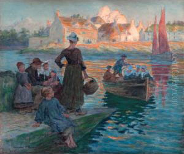 The Ferry, Concarneau Oil Painting by Aloysius C. O'Kelly