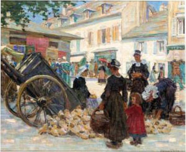 The Market Oil Painting by Aloysius C. O'Kelly