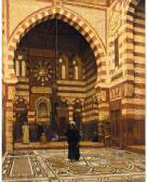 Mosque Of Ezbeck, Cairo, Egypt Oil Painting by Aloysius C. O'Kelly