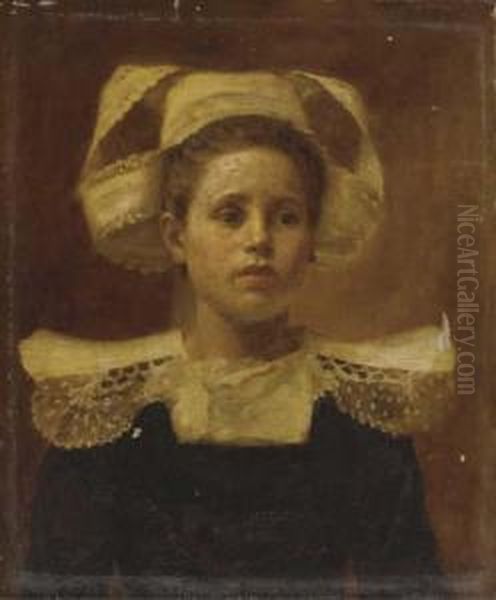 Portrait Of A Breton Child Oil Painting by Aloysius C. O'Kelly