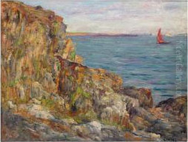 Evening On The Coast Of Brittany Oil Painting by Aloysius C. O'Kelly