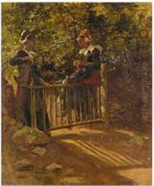 Two Breton Women Oil Painting by Aloysius C. O'Kelly