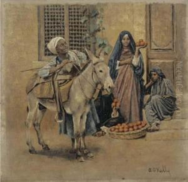 The Orange Sellers Oil Painting by Aloysius C. O'Kelly