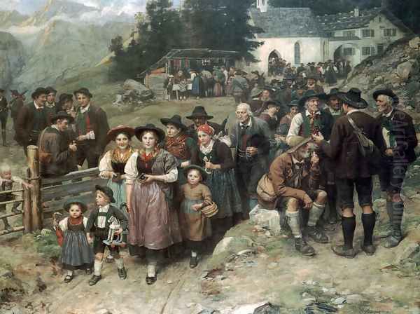 Pilgrim Oil Painting by Franz Von Defregger