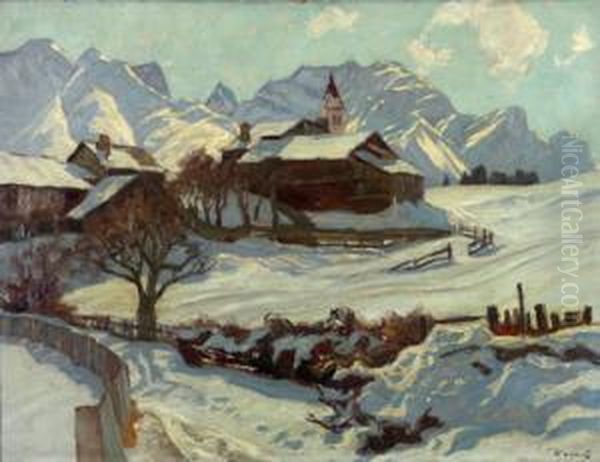 Tiroler Winterlandschaft Oil Painting by Karl O'Lynch Van Town