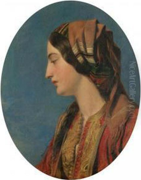 Head Of An Eastern Beauty Oil Painting by Henry Nelson O'Neil