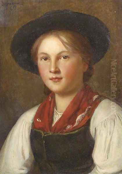 Tiroler Dirndl 2 Oil Painting by Franz Von Defregger