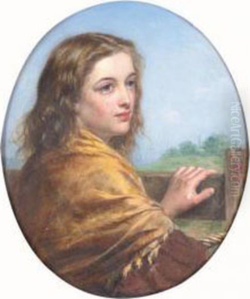 Girl With Shawl Oil Painting by Henry Nelson O'Neil