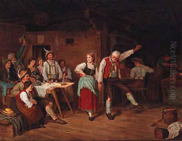 A Merry Dance Oil Painting by Franz Von Defregger