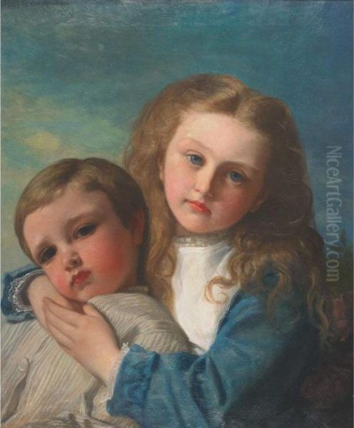 Brother And Sisterly Love Oil Painting by George Bernard O'Neill