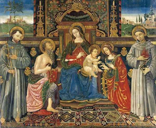 Madonna and Child Enthroned with Saints 1500 Oil Painting by Francesco Di Gabriele Da Viterbo