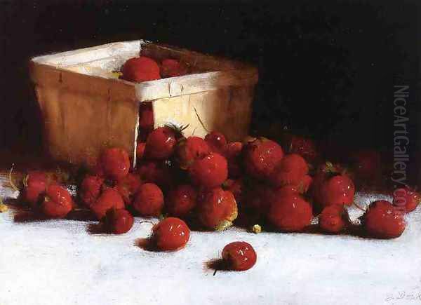 Still Life with Strawberries and Ostrich Egg Cup Oil Painting by Joseph Decker