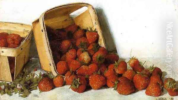 Strawberries Oil Painting by Joseph Decker