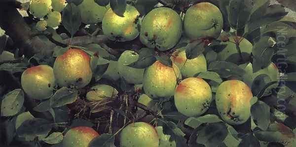 Green Apples Oil Painting by Joseph Decker