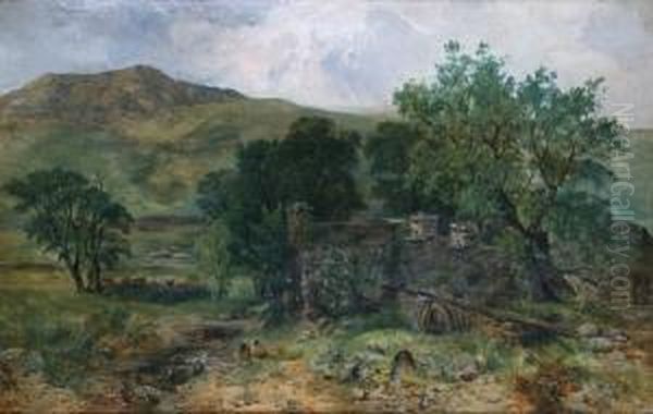 Old Mill At Nantille, Carnaervonshire Oil Painting by John Wright Oakes