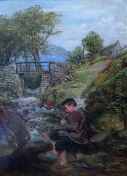 The Young Angler Oil Painting by John Wright Oakes