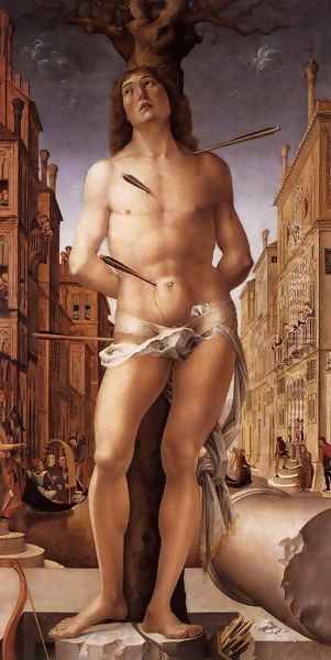 St Sebastian Oil Painting by Liberale Da Verona