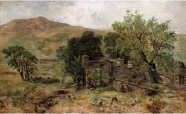 The Old Mill At Nantlle, Caernarvonshire, Wales Oil Painting by John Wright Oakes