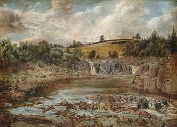 Falls On The Tees Oil Painting by John Wright Oakes