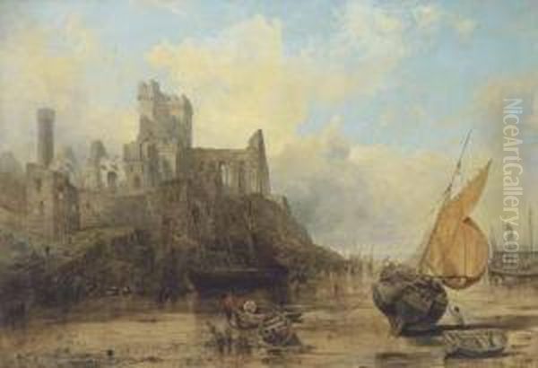 Peel Castle, Isle Of Man Oil Painting by John Wright Oakes