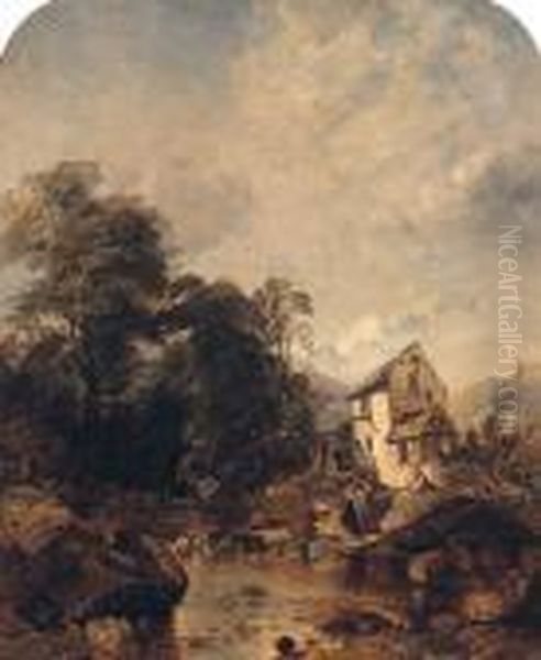 On The Stockgill River, Ambleside Oil Painting by John Wright Oakes