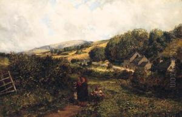 The Blackberry Pickers Oil Painting by John Wright Oakes