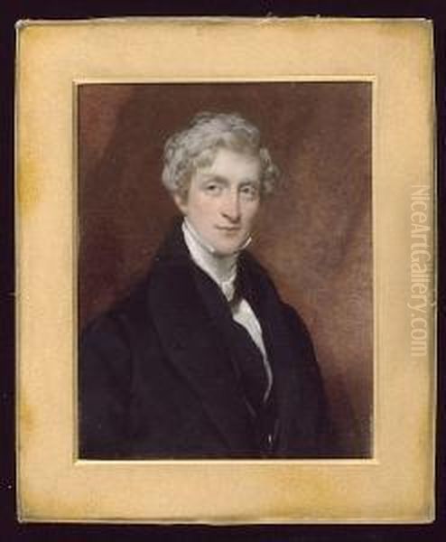 A Gentleman, Wearing Black Coat, Matching Waistcoat And White Cravat Oil Painting by Octavius Oakley