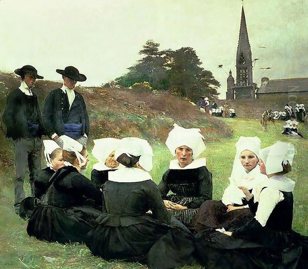 Breton Women at a Pardon Oil Painting by Pascal-Adolphe-Jean Dagnan-Bouveret