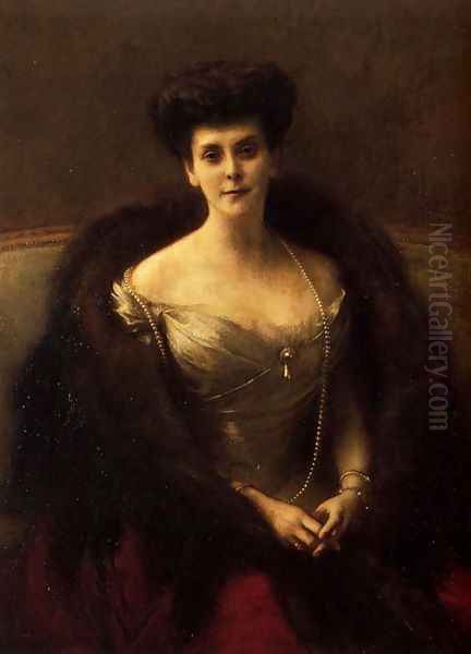 Portrait of Princess O. V. Paley (or Countess Hohenfelsen) Oil Painting by Pascal-Adolphe-Jean Dagnan-Bouveret