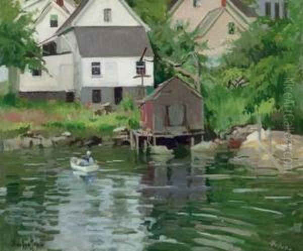 Booth Bay Harbor Oil Painting by George Oberteuffer