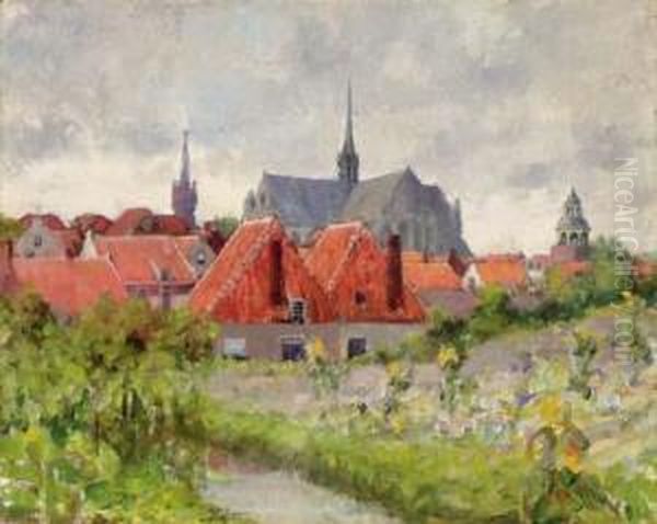 View Of Leiden, Netherlands Oil Painting by George Oberteuffer