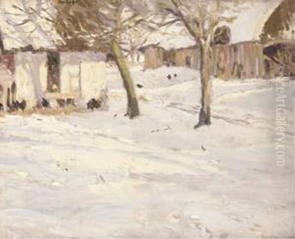 The Farm In Winter Oil Painting by George Oberteuffer